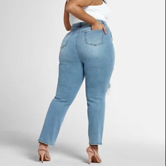 #67 FTF HIGH RISE BLOWOUT STRAIGHT LEG JEANS - Picture 4 of 4